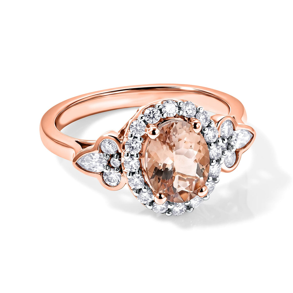 D''Joy AAA Marropino Morganite, Moissanite Ring in 18K Vermeil RG Over Sterling Silver (Size 10.0) 1.60 ctw