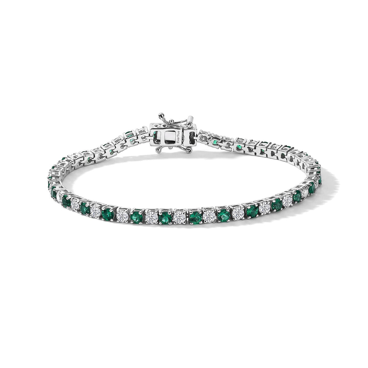 EverTrue Lab Grown Ruby and Moissanite 6.90 ctw Cluster Bracelet in Platinum Bond (7.25 In)