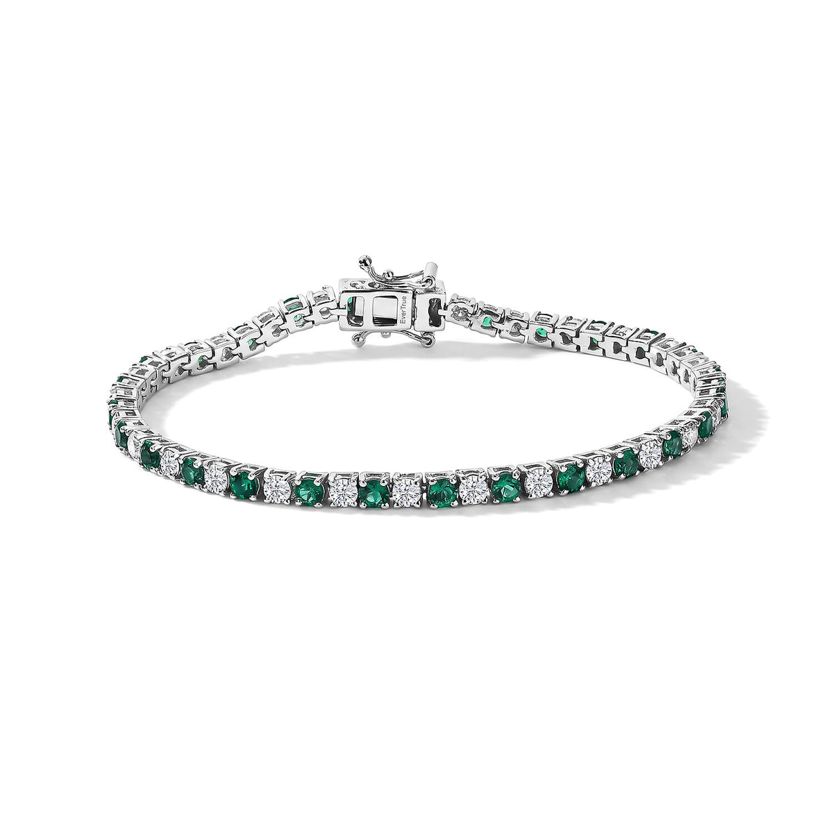 EverTrue Lab Grown Ruby and Moissanite 6.90 ctw Cluster Bracelet in Platinum Bond (7.25 In)