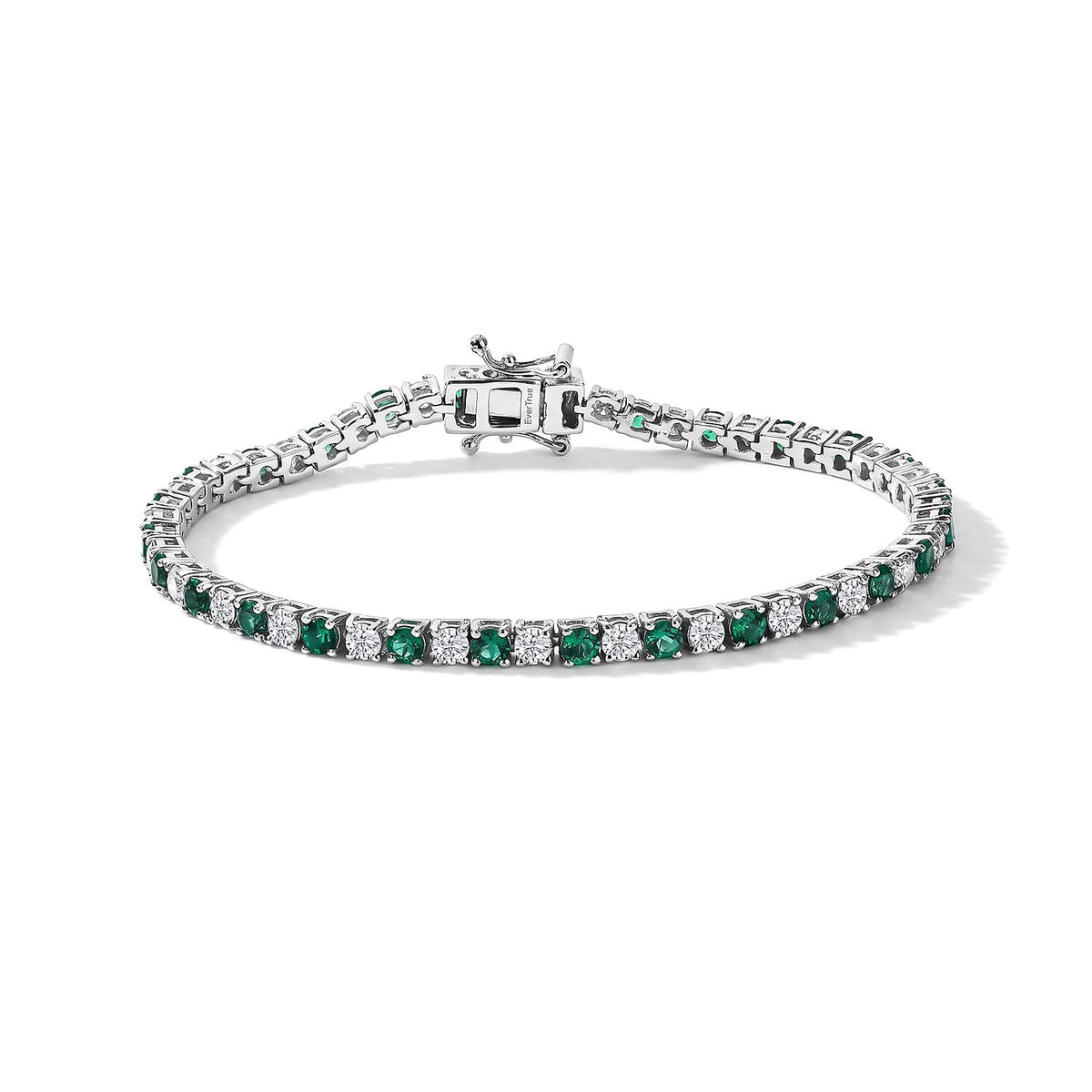 EverTrue Lab Grown Ruby and Moissanite 6.90 ctw Cluster Bracelet in Platinum Bond (7.25 In)
