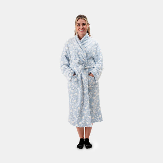 Amanda Paige Blue Plush Heart Robe-M