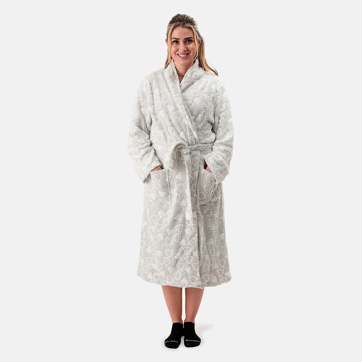 Amanda Paige Blue Plush Heart Robe-M