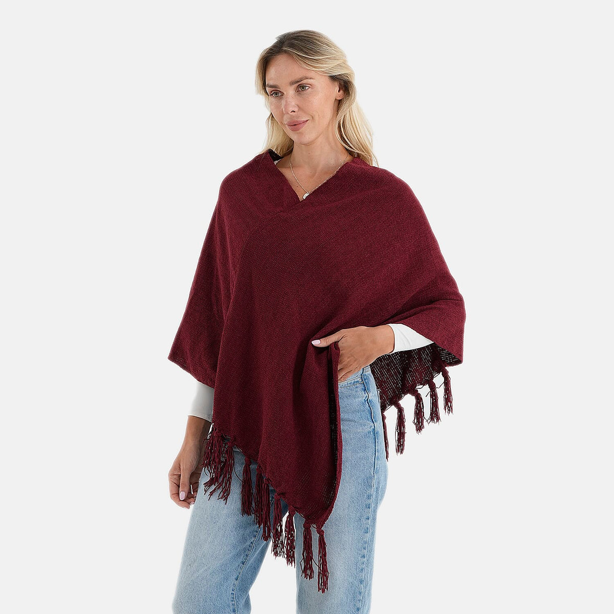 Closeout Gray Tassel Poncho