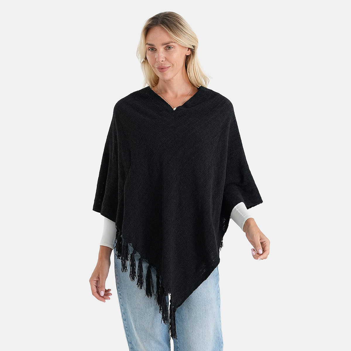 Closeout Gray Tassel Poncho