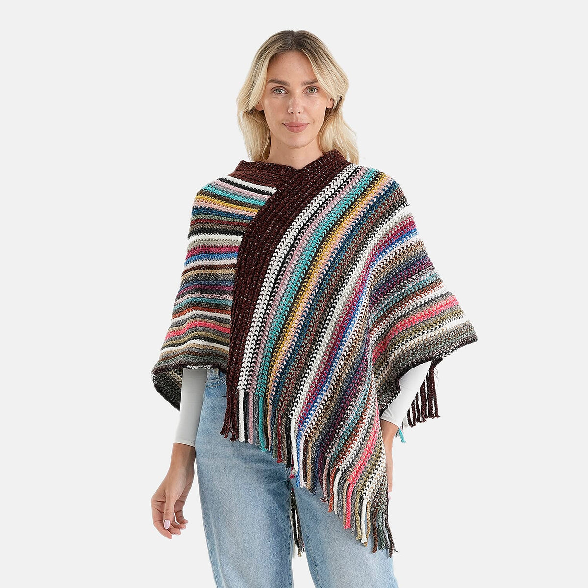 Closeout Red Tassel Poncho