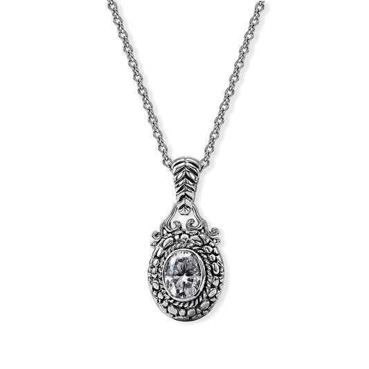 D'Joy Bali Legacy Moissanite (Ovl 10x8mm) Pendant Without Chain in Sterling Silver 2.80 ctw