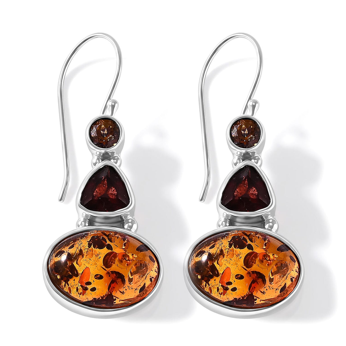 D''Joy Sajen Silver Baltic Amber, Multi Gemstone Earrings in Sterling Silver 2.25 ctw