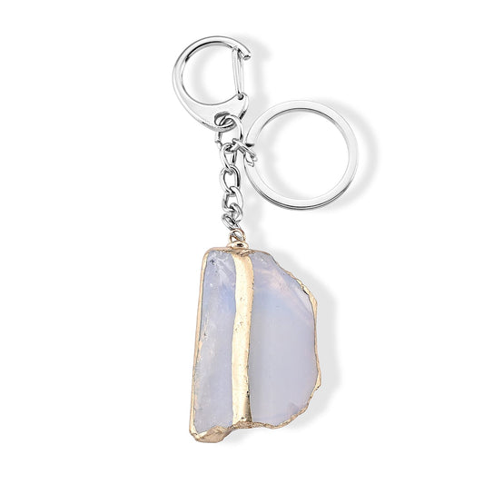 White Opal Keychain in Silvertone 125.00 ctw