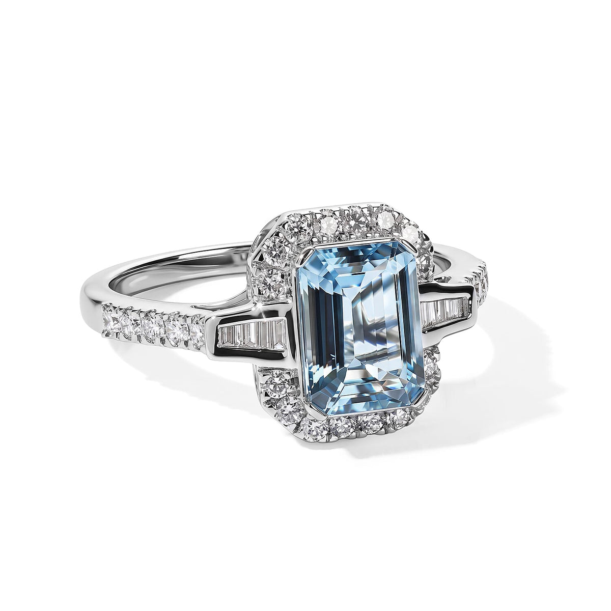4th July Doorbuster Deal Certified & Appraised Luxoro 10K White Gold AAA Santa Maria Aquamarine, Diamond (I2) Ring (Size 11.0) 1.85 ctw