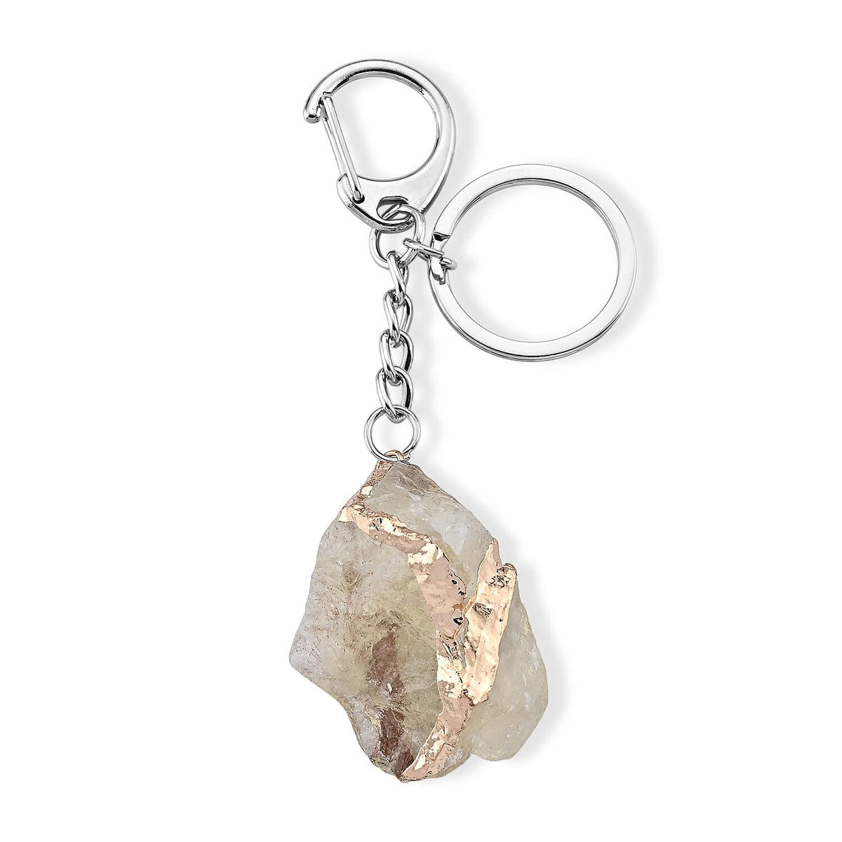 White Opal Keychain in Silvertone 125.00 ctw