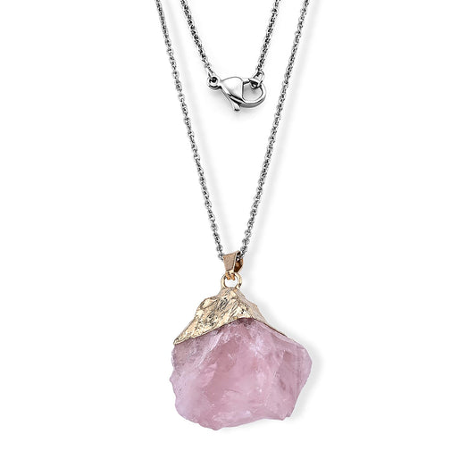 Rose Quartz Pendant in Goldtone with ION Plated YG Stainless Steel Necklace (20 Inches) 90.00 ctw