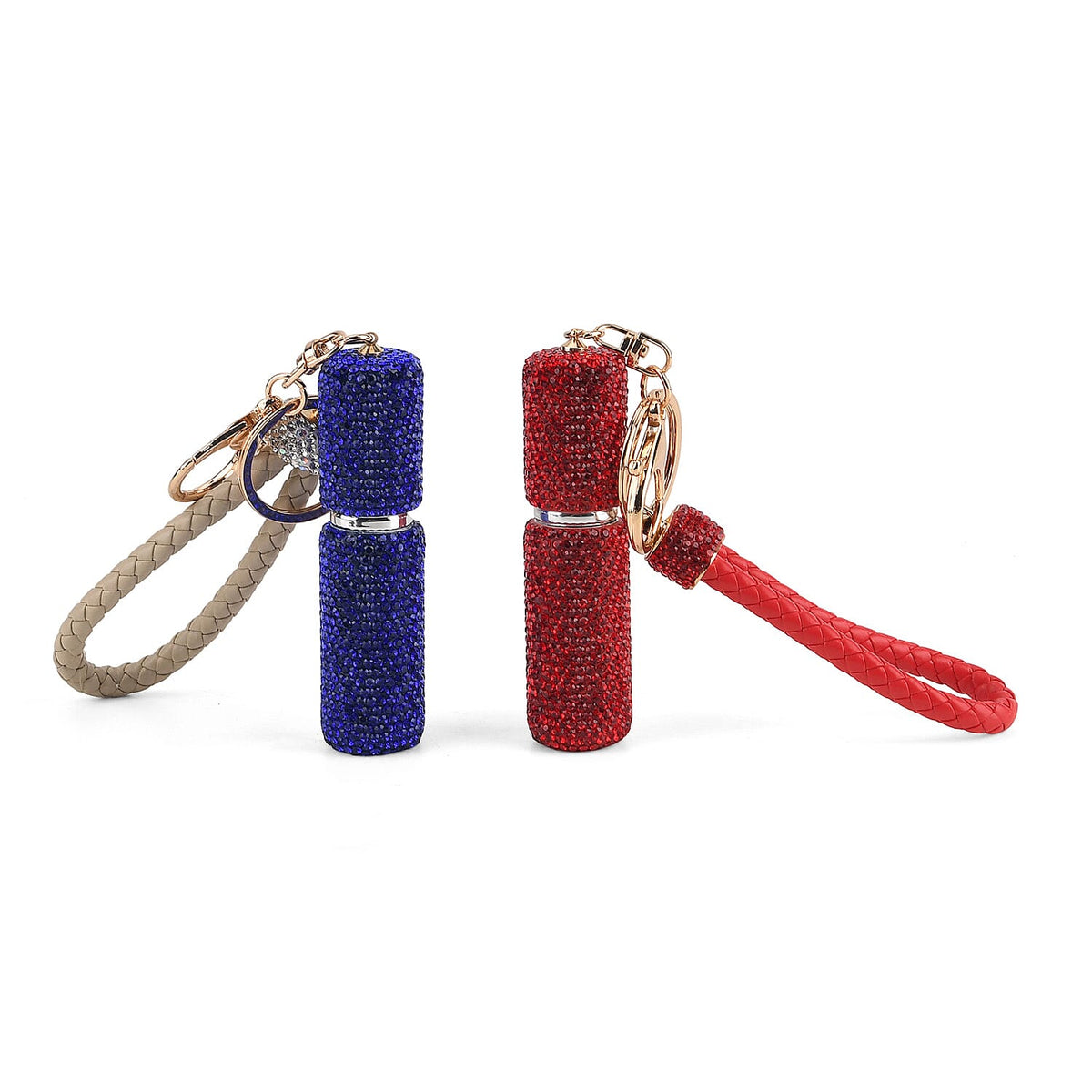 Pink and Beige Set of 2pcs 5ml Perfume Spray Bottle Keychain