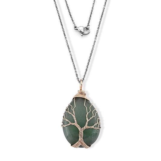 Green Aventurine Pendant in Goldtone with ION Plated YG Stainless Steel Necklace (20 Inches) 60.00 ctw