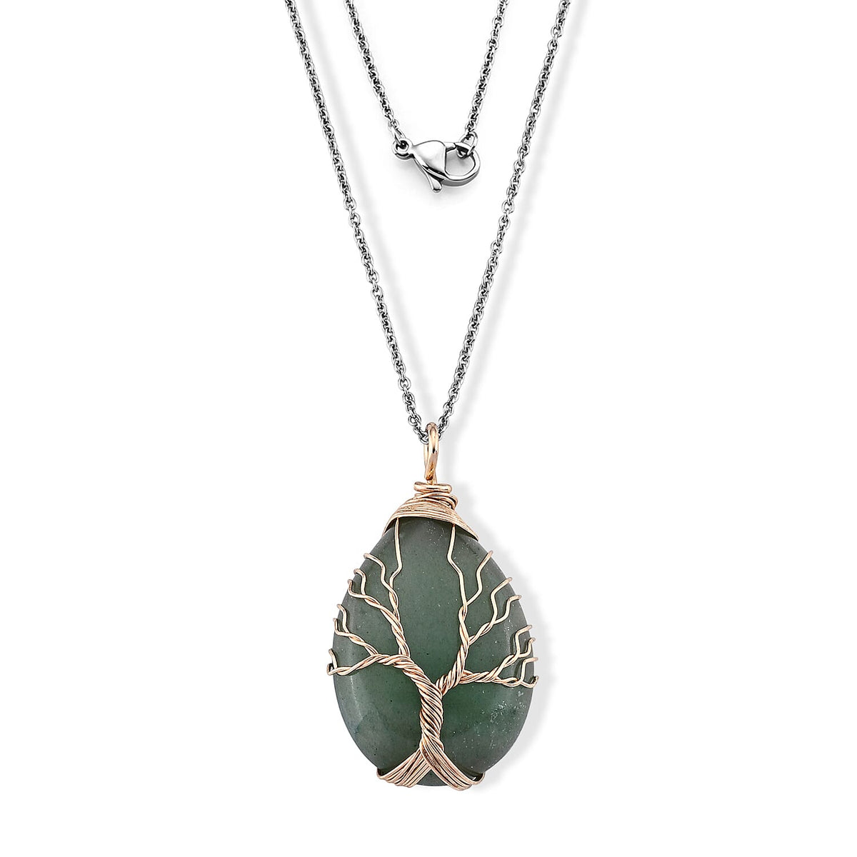 Green Aventurine Pendant in Goldtone with ION Plated YG Stainless Steel Necklace (20 Inches) 60.00 ctw