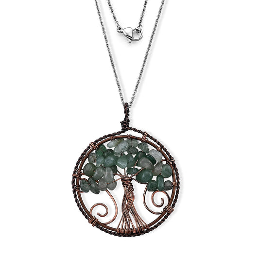 Green Aventurine Pendant in Rosetone with ION Plated RG Stainless Steel Necklace (20 Inches) 20.00 ctw