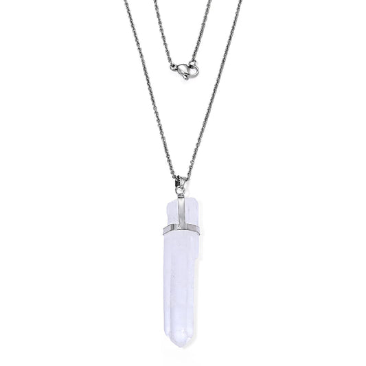 Austrian Crystal Pendant in Silvertone with Stainless Steel Necklace (20 Inches)