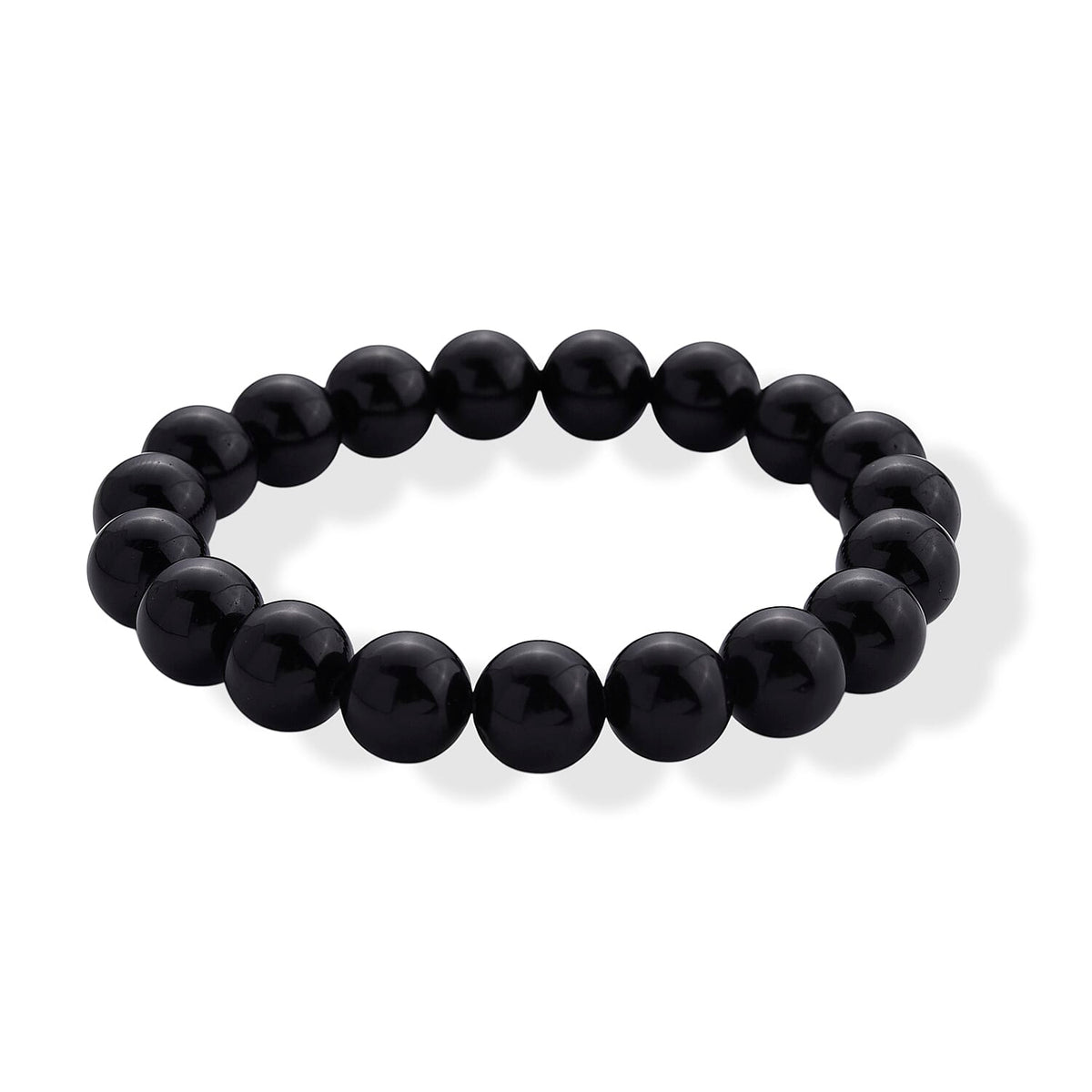 Black Tourmaline Beaded Stretch Bracelet 150.00 ctw