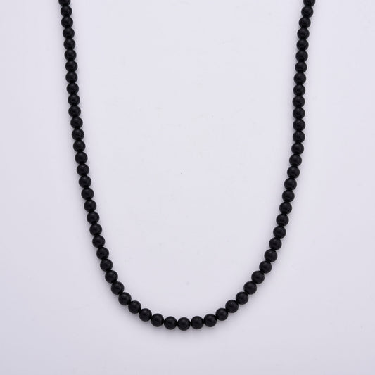 D'Joy Black Tourmaline Beaded Necklace (24 Inches) in Stainless Steel 300.00 ctw