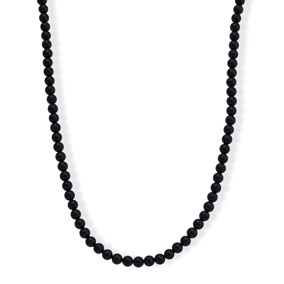D'Joy Black Tourmaline Beaded Necklace (24 Inches) in Stainless Steel 300.00 ctw