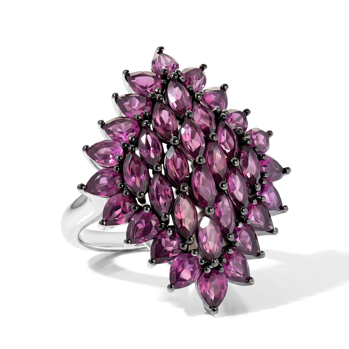 D'Joy Premium Orissa Rhodolite Garnet Berry Royale Ring in Rhodium Over Sterling Silver (Size 10.0) 6.85 ctw