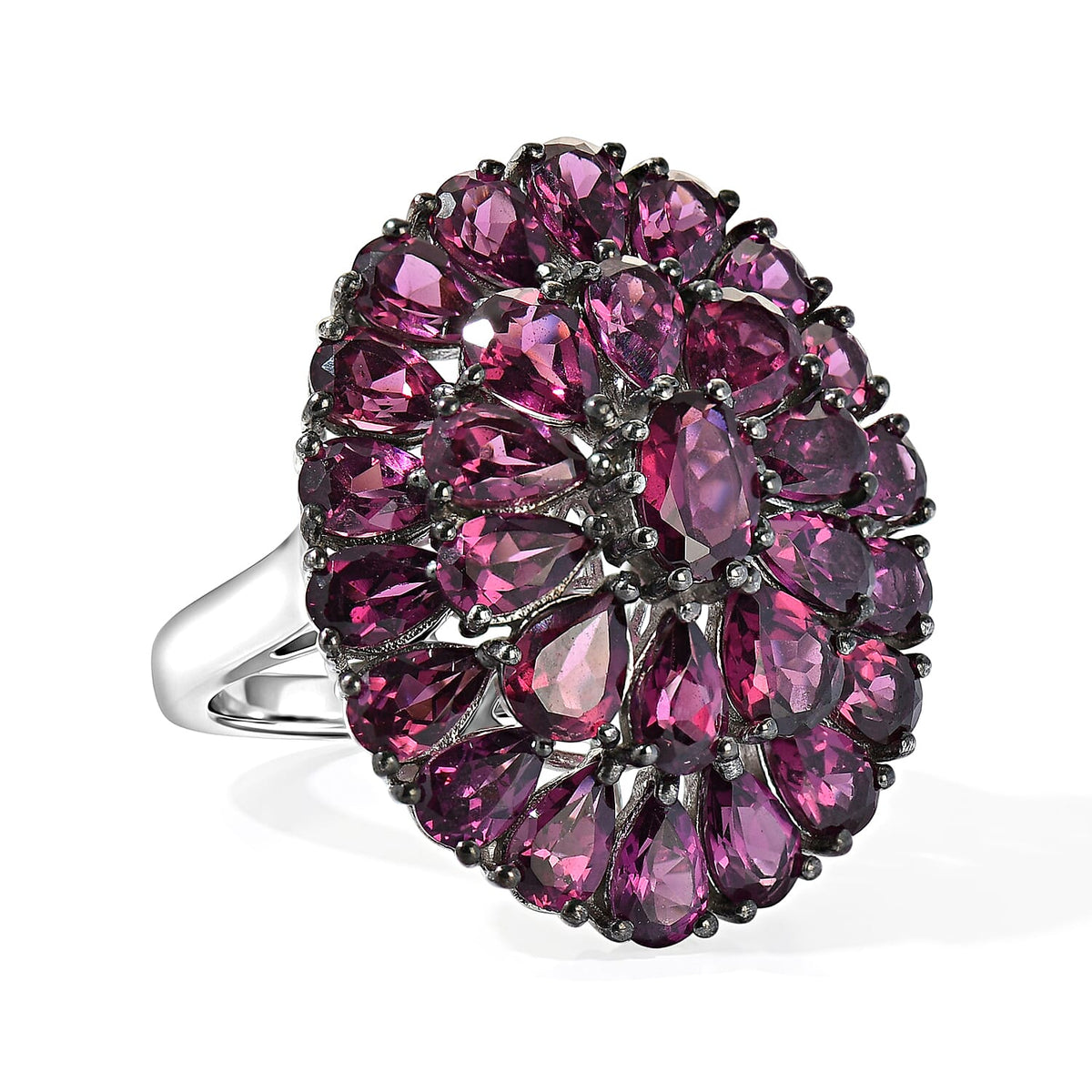 D'Joy Premium Orissa Rhodolite Garnet Berry Royale Ring in Rhodium Over Sterling Silver (Size 10.0) 8.70 ctw