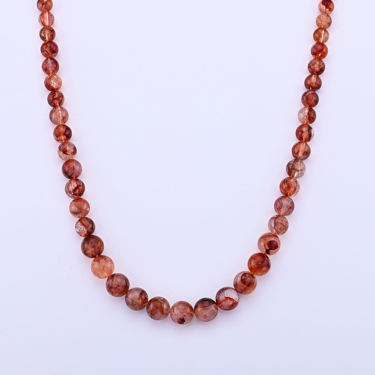 D'Joy Multi Hematoid Quartz Beaded Necklace (18-20 Inches) Stainless Steel 250.00 ctw
