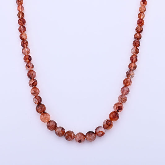 D'Joy Multi Hematoid Quartz Beaded Necklace (18-20 Inches) Stainless Steel 250.00 ctw