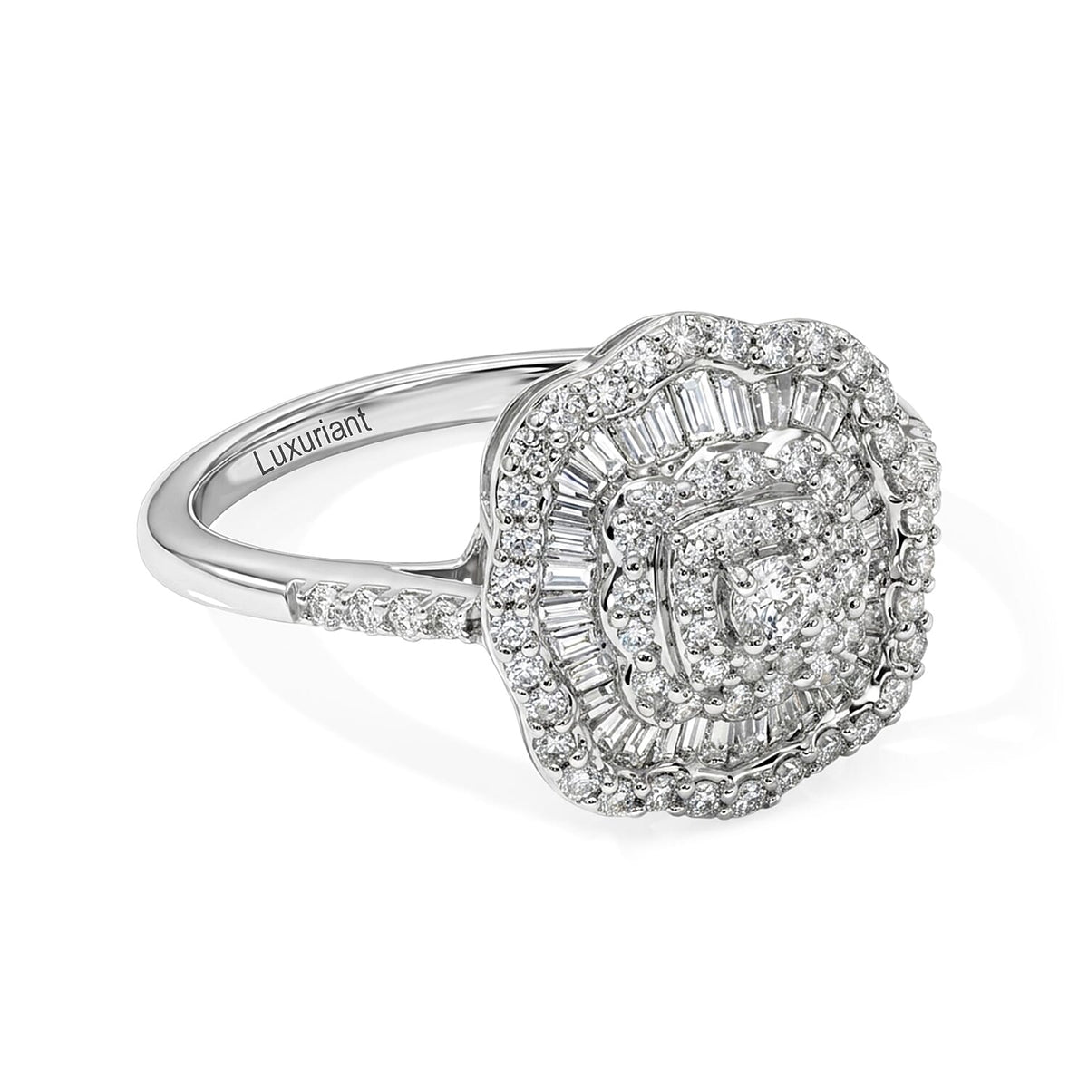 Luxuriant Lab Grown Diamond (G-H, SI) Ring in Rhodium Over Sterling Silver (Size 10)