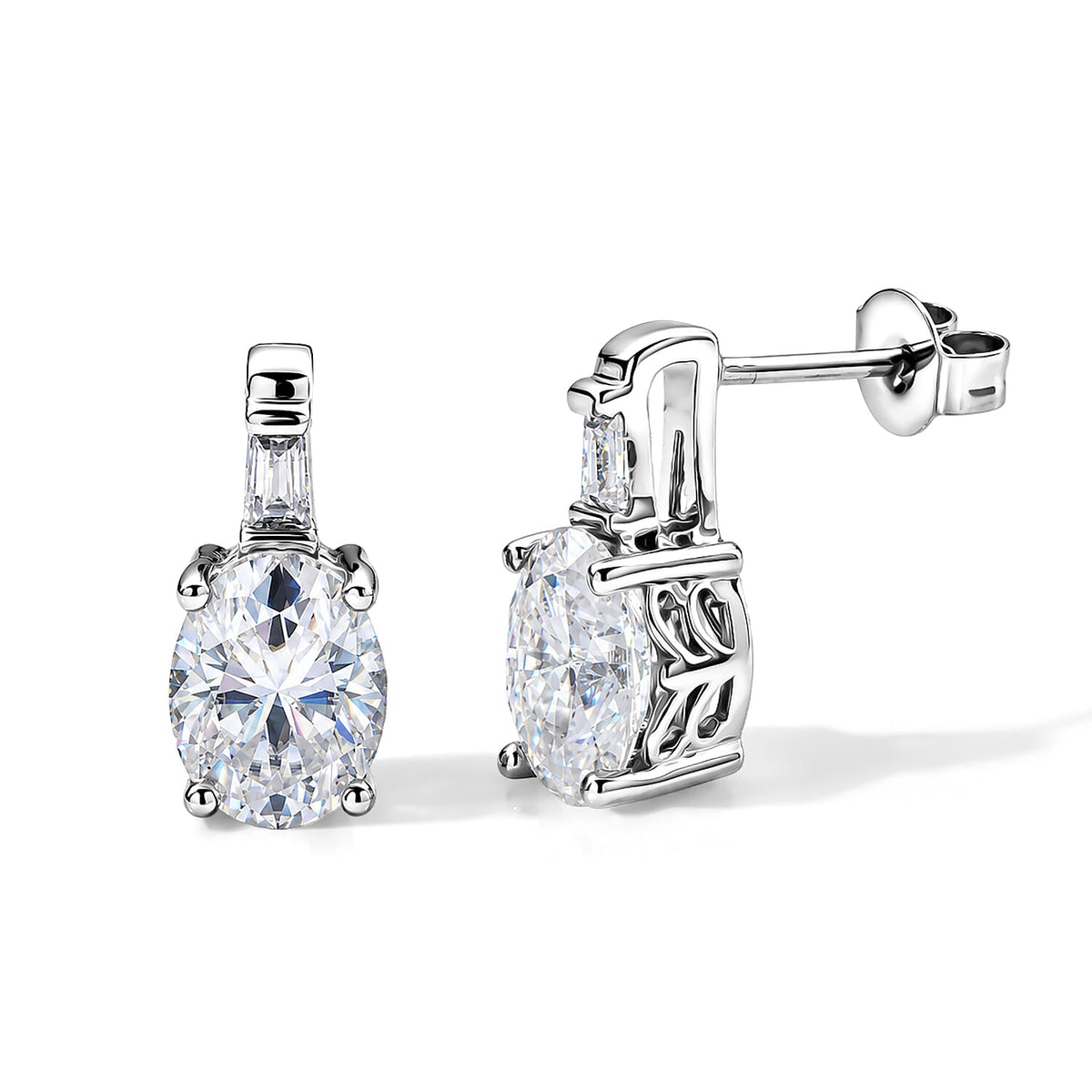 EverTrue Moissanite 2.10 ctw Earrings in Platinum Bond