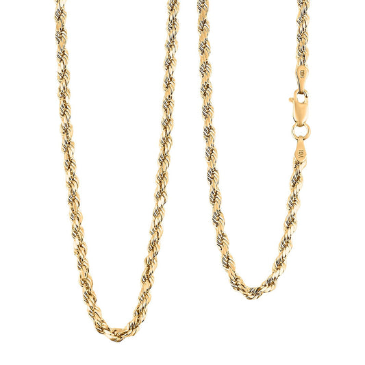 14K Yellow Gold 2.5mm Rope Chain Necklace (18 Inches) (3.50 g)
