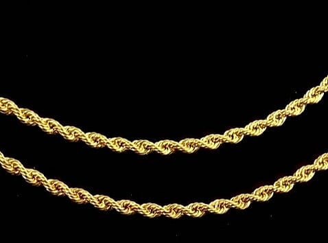 14K YellowGold 2.5mmRope Chain Necklace (24 Inches) (4.70 g)