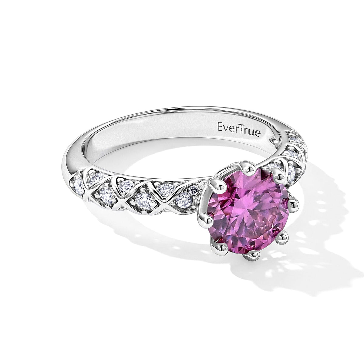 EverTrue Pink and White Moissanite 1.85 ctw Ring in Platinum Bond (Size 10.0)
