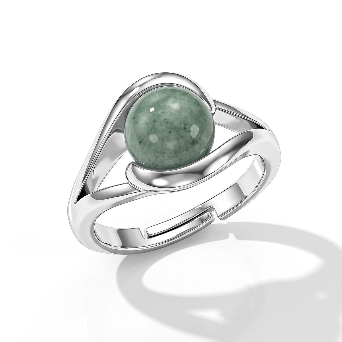 Green Aventurine Ring in Silvertone (Adjustable) 7.00 ctw