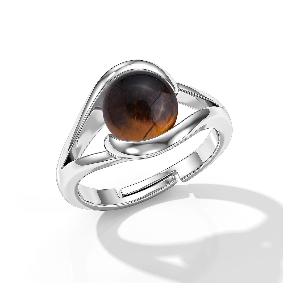 Yellow Tigers Eye Ring in Silvertone (Adjustable) 7.00 ctw
