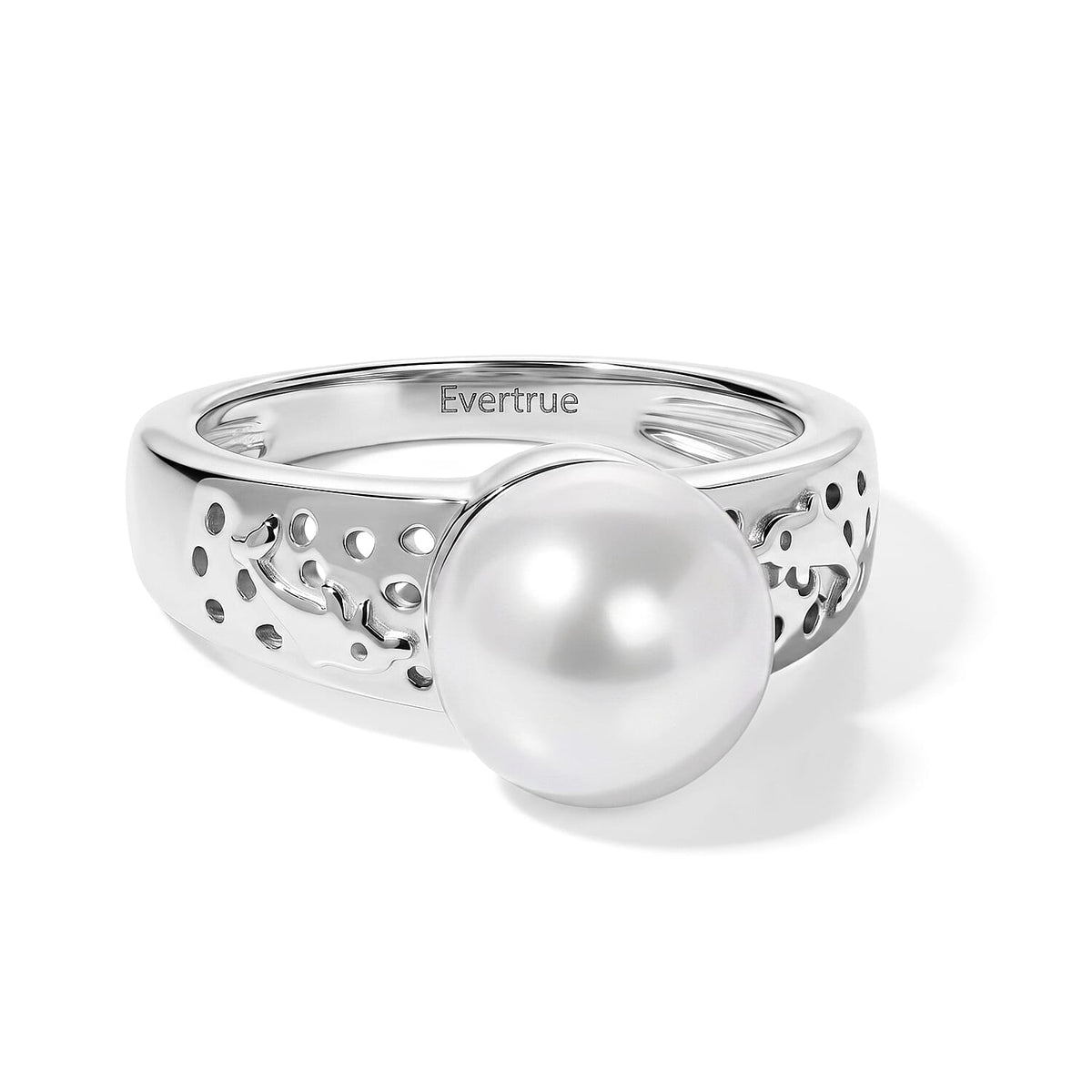 EverTrue Freshwater Pearl Solitaire Ring in Platinum Bond (Size 10)