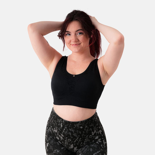 Breezies Black Active Comfort Seamless Wirefree Contour Bra - L