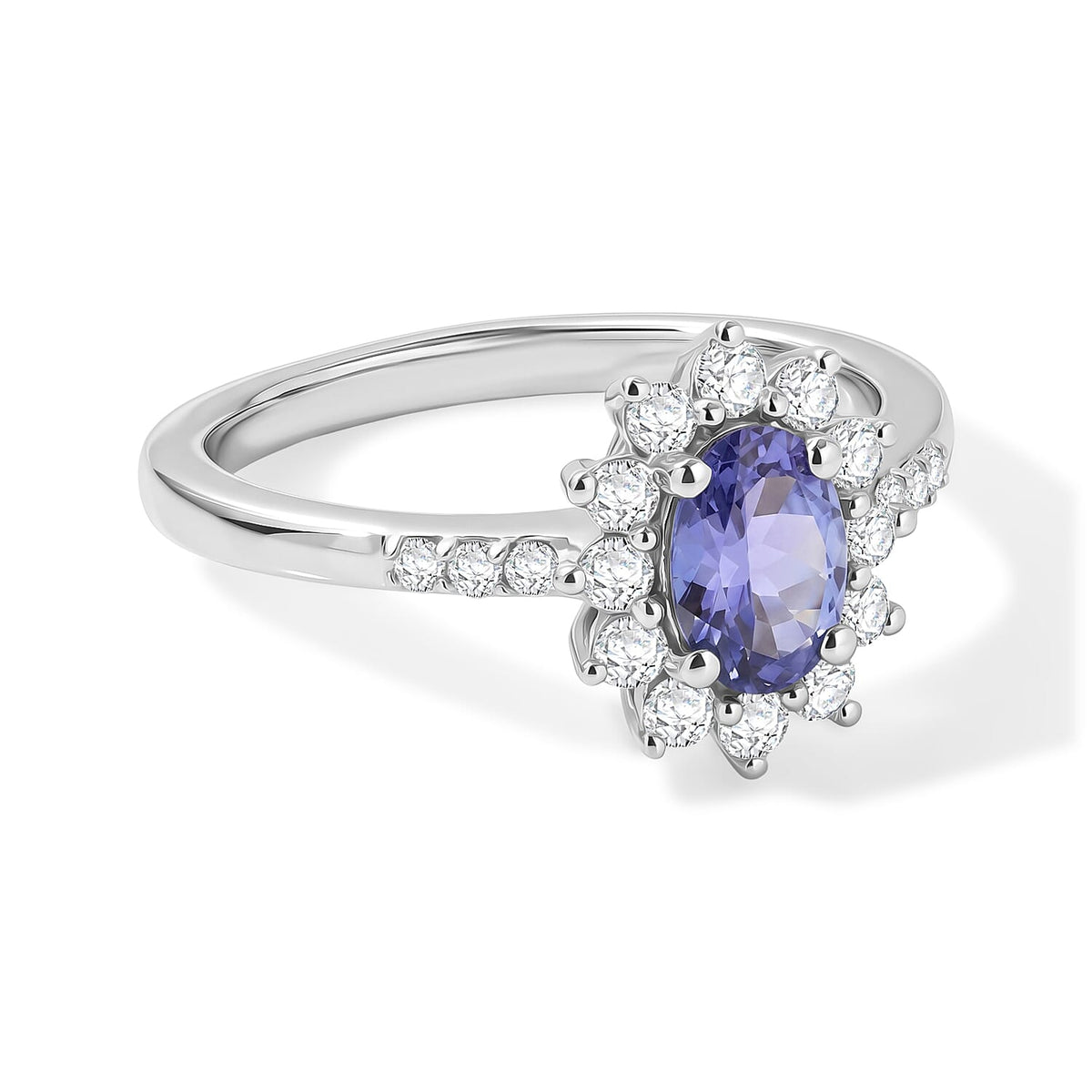 D''Joy Tanzanite, White Zircon Ring in Rhodium Over Sterling Silver (Size 10.0) 1.10 ctw