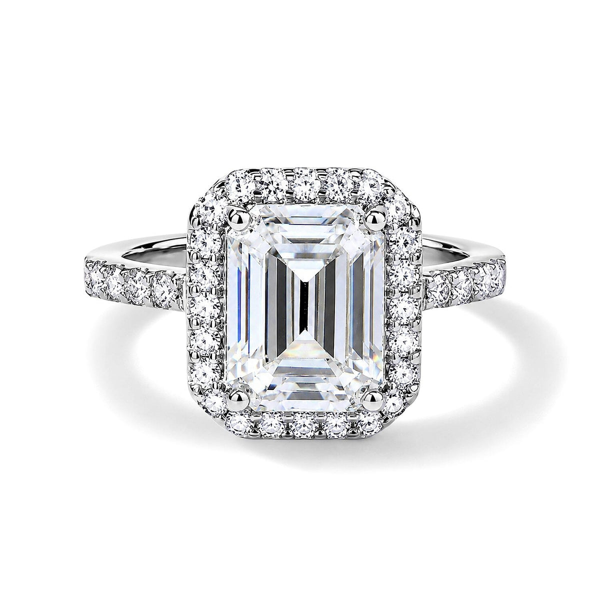 D''Joy Moissanite 4.40 ctw Ring in Rhodium Over Sterling Silver (Size 10.0)