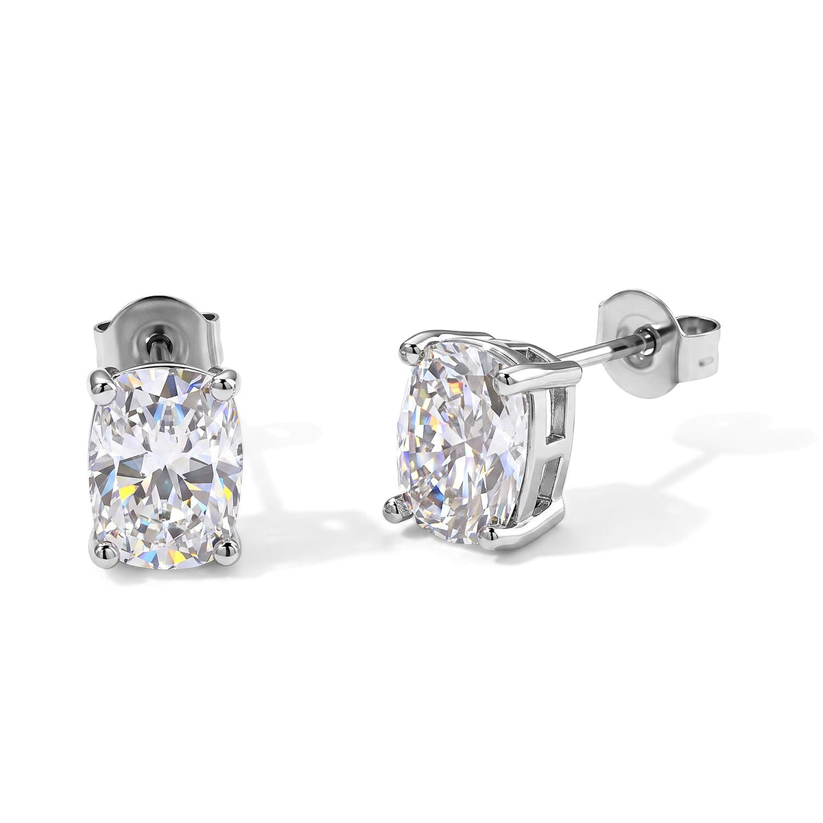 EverTrue Moissanite (Ovl 8x6mm) Solitaire Stud Earrings in Platinum Bond 2.50 ctw