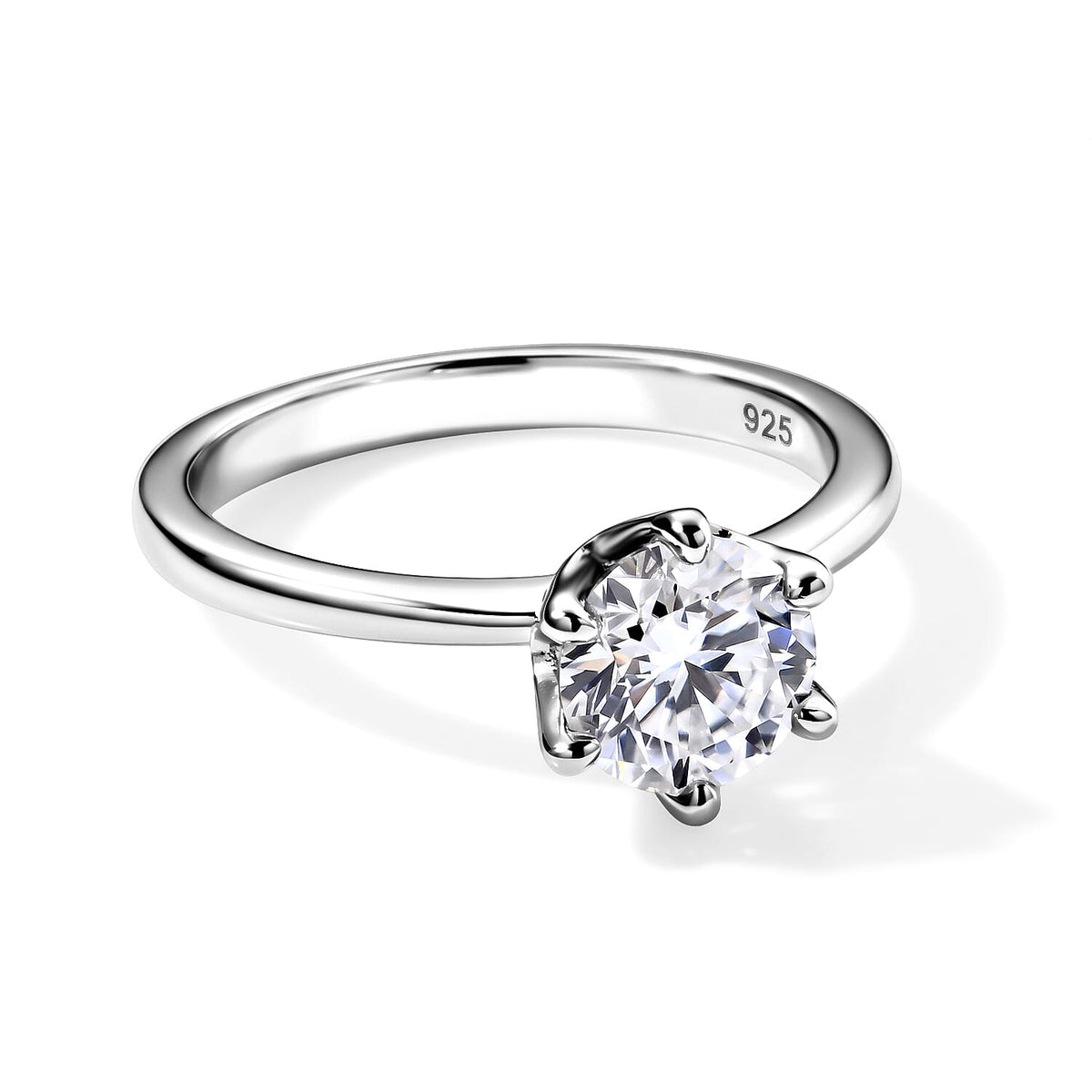 D''Joy Moissanite 1.25 ctw Solitaire Ring in Rhodium Over Sterling Silver (Size 10.0)