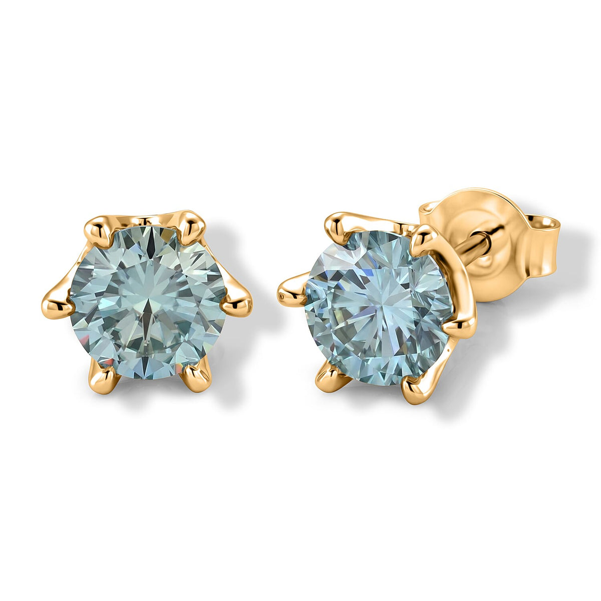 D''Joy Moissanite 2.00 ctw Solitaire Stud Earrings in Rhodium Over Sterling Silver