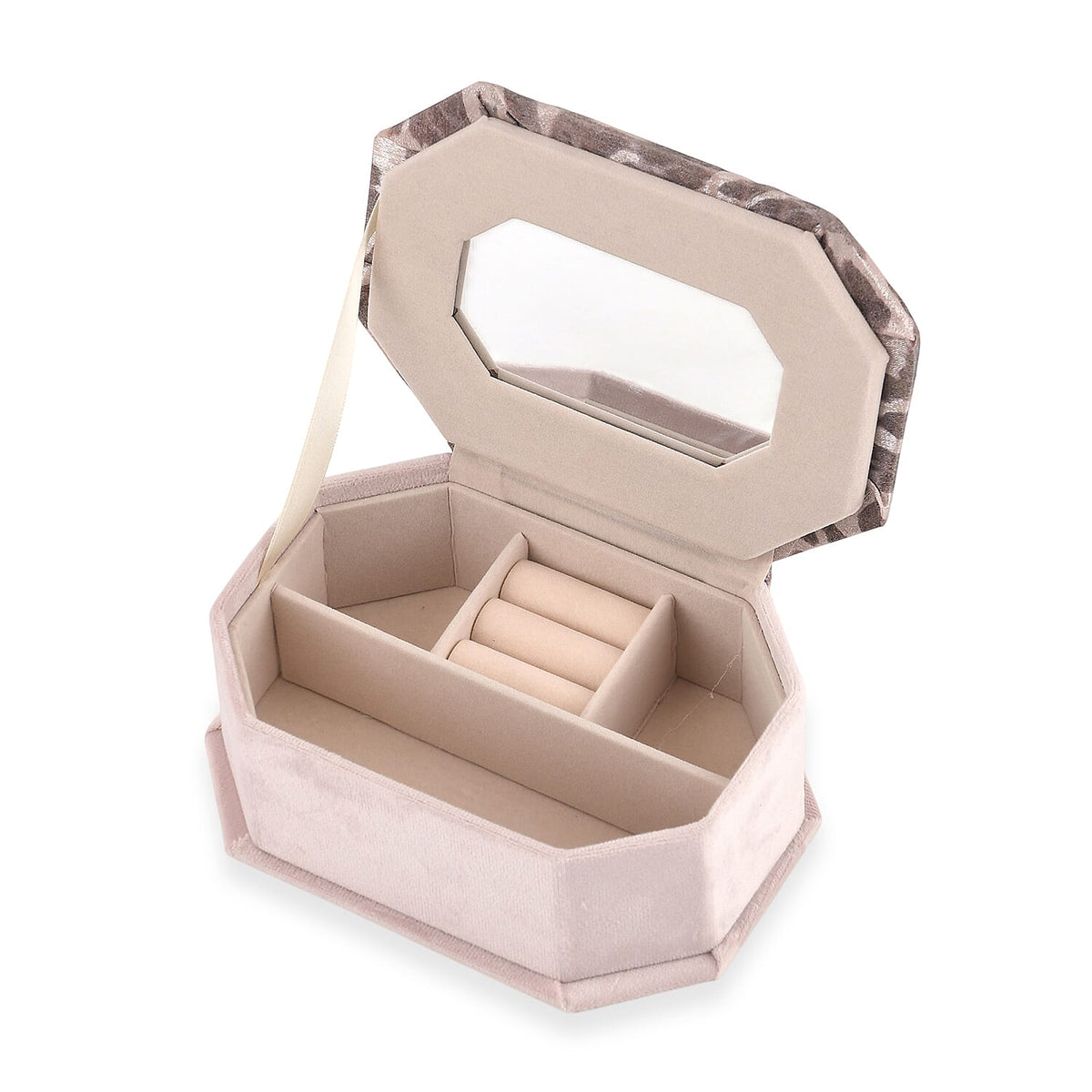 Livmore Pink and Brown Leopard Print Rectangle Jewelry Box