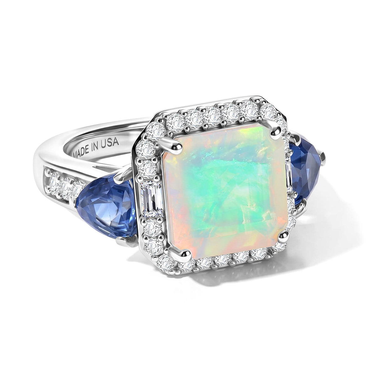 D'Joy AAA Ethiopian Welo Opal, Multi Gemstone Ring in Rhodium Over Sterling Silver (Size 10.0) 4.25 ctw