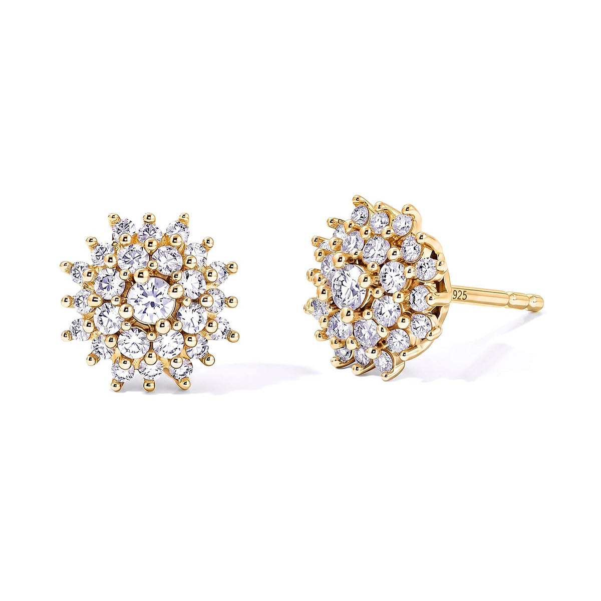Luxuriant Lab Grown Diamond (G-H, SI) Cluster Earrings in Rhodium Over Sterling Silver 0.50 ctw