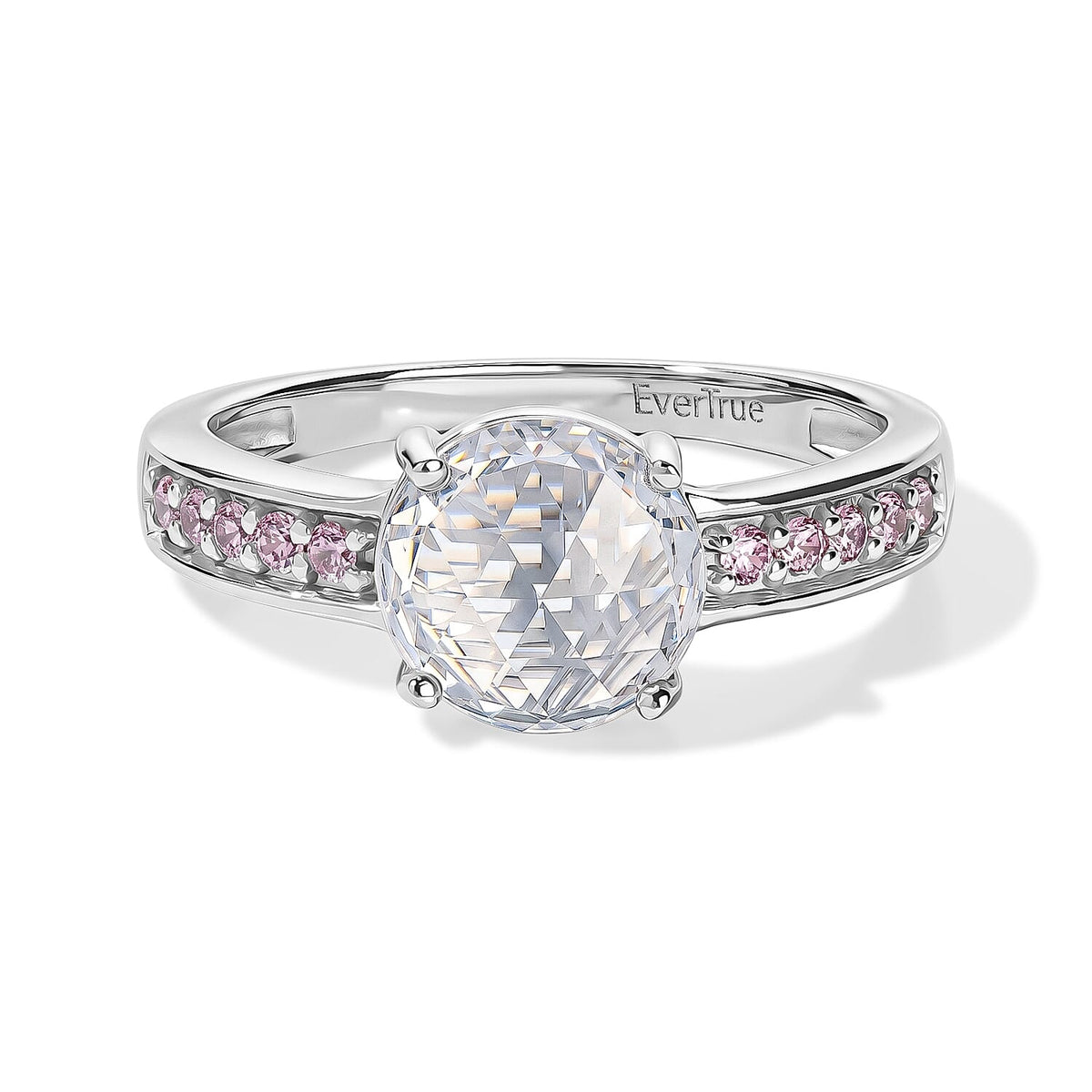 EverTrue Simulated White and Pink Diamond Ring in Platinum Bond (Size 10.0)
