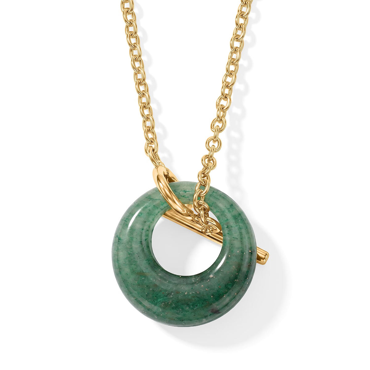 Galilea Rose Quartz 15.00 ctw Round Donut Pendant Necklace in Goldtone 18 Inches