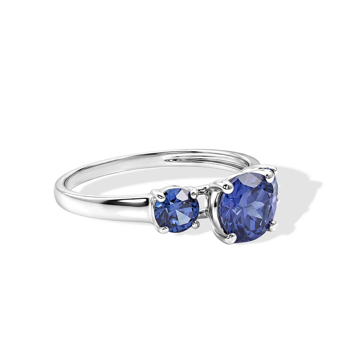 Blue Cubic Zirconia  Ring Sterling Silver 1.55 ctw