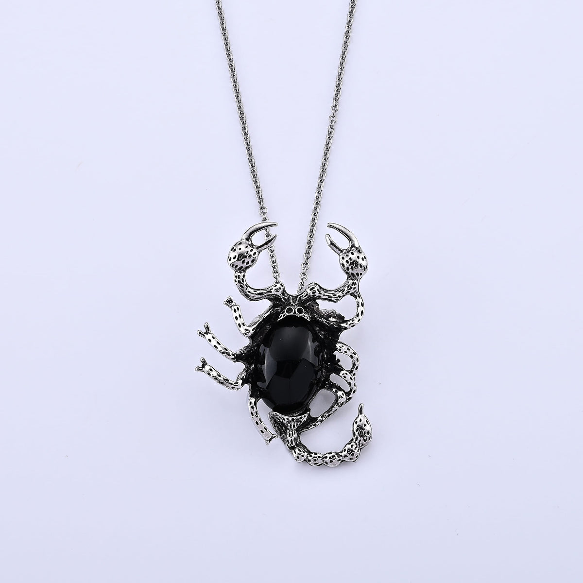 Black Obsidian Pendant in Silvertone with Stainless Steel Necklace (20 Inches) 30.00 ctw