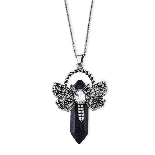 Black Sandstone Pendant in Silvertone with Stainless Steel Necklace (20 Inches) 55.00 ctw