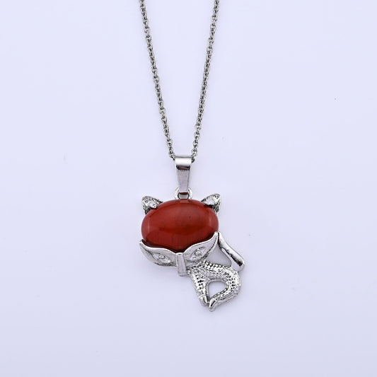 Red Jasper Pendant in Silvertone with Stainless Steel Necklace (20 Inches) 15.00 ctw